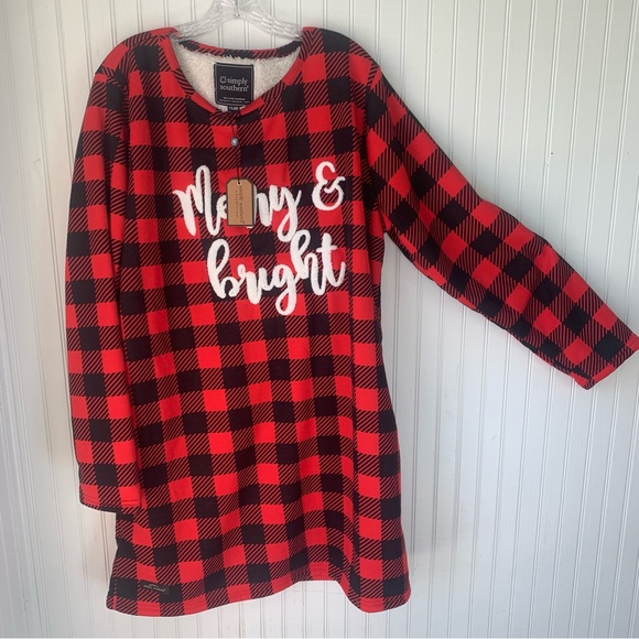 Simply Southern (NWT) Buffalo Red Plaid Sherpa Fleece (XXL) Merry & Bright Sleep - Picture 4 of 8